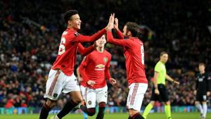Manchester United's Mason Greenwood celebrates with teammates.(REUTERS) Manchester United's Mason Greenwood celebrates with teammates.(REUTERS)