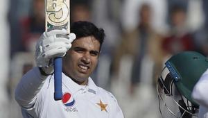 Pakistani batman Abid Ali celebrates after completing his fifty.(AP) Pakistani batman Abid Ali celebrates after completing his fifty.(AP)