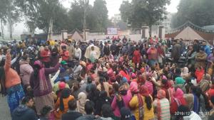 Protesters holding a dharna on Monday in front of the school in Beas, 40 km from Amritsar, where a Class 2 student was allegedly raped by a Class 10 boy. They demanded action against the school authorities for negligence.(HT Photo) Protesters holding a dharna on Monday in front of the school in Beas, 40 km from Amritsar, where a Class 2 student was allegedly raped by a Class 10 boy. They demanded action against the school authorities for negligence.(HT Photo)