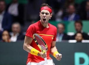 Rafael Nadal of Spain celebrates in during a match.(Getty Images)