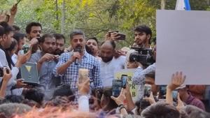 Sushant Singh took part in protests against the CAA in Mumbai. Sushant Singh took part in protests against the CAA in Mumbai.