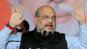 On Monday, speaking at an election rally in Jharkhand, Shah said the construction of a “sky-high” temple at Auodhya would begin in the next four months.(PTI) On Monday, speaking at an election rally in Jharkhand, Shah said the construction of a “sky-high” temple at Auodhya would begin in the next four months.(PTI)