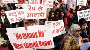 Supporters hold placards demanding capital punishment for the all rape-murder convicts.(Sonu Mehta/HT Photo) Supporters hold placards demanding capital punishment for the all rape-murder convicts.(Sonu Mehta/HT Photo)