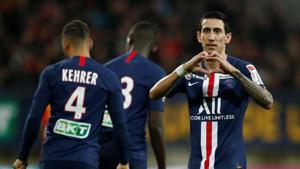 Paris St Germain's Angel Di Maria celebrates scoring their fourth goal(REUTERS) Paris St Germain's Angel Di Maria celebrates scoring their fourth goal(REUTERS)