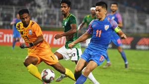 A file photo of Sunil Chhetri (R).(AFP) A file photo of Sunil Chhetri (R).(AFP)