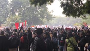 Protestors gather at the landmark Jantar Mantar to protest against the Citizenship Amendment Act in New Delhi, India, Thursday, Dec. 19, 2019.(AP photo) Protestors gather at the landmark Jantar Mantar to protest against the Citizenship Amendment Act in New Delhi, India, Thursday, Dec. 19, 2019.(AP photo)