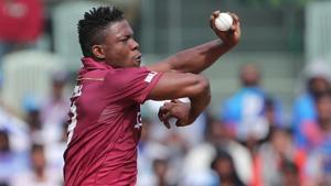 A file photo of West Indies fast bowler Sheldon Cottrell.(ANI) A file photo of West Indies fast bowler Sheldon Cottrell.(ANI)