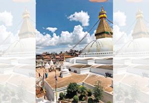 The glorious Boudhanath Stupa makes for a serene sight from one of the rooftop cafés that surround it(Sunetra Choudhury) The glorious Boudhanath Stupa makes for a serene sight from one of the rooftop cafés that surround it(Sunetra Choudhury)