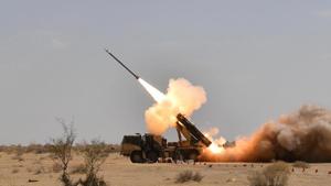 Defence Research and Defence Organisation had successfully test fired the indigenously developed Pinaka guided rocket system in March, 2019 (in picture).(PTI File) Defence Research and Defence Organisation had successfully test fired the indigenously developed Pinaka guided rocket system in March, 2019 (in picture).(PTI File)