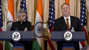 External Affairs Minister S Jaishankar was scheduled to meet the Congressional leaders on Wednesday afternoon after the completion of the 2+2 meeting that he and defence minister Rajnath Singh had with their American counterparts, Mike Pompeo and Mark Esper.(AP PHOTO.) External Affairs Minister S Jaishankar was scheduled to meet the Congressional leaders on Wednesday afternoon after the completion of the 2+2 meeting that he and defence minister Rajnath Singh had with their American counterparts, Mike Pompeo and Mark Esper.(AP PHOTO.)