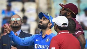 File image: Indian Captain Virat Kohli flips the coin as West Indies Captain Kieron Pollard looks on(PTI) File image: Indian Captain Virat Kohli flips the coin as West Indies Captain Kieron Pollard looks on(PTI)