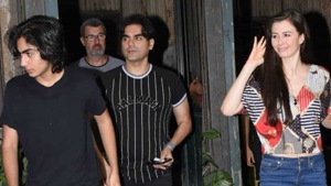 Arbaaz Khan with son Arhaan and girlfriend Giorgia Andriani.