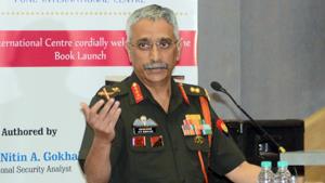 Manoj Mukund Naravane, Vice chief of Army staff, during the launch of Gentleman Spymaster in Pune on December 21, 2019. (Photo by Shankar Narayan/HT) Manoj Mukund Naravane, Vice chief of Army staff, during the launch of Gentleman Spymaster in Pune on December 21, 2019. (Photo by Shankar Narayan/HT)