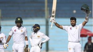 Pakistani batsman Azhar Ali acknowledges his 100 against Sri Lanka.(AP) Pakistani batsman Azhar Ali acknowledges his 100 against Sri Lanka.(AP)