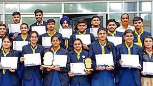 Winners of the scouts and guide camp with their certificates. (HT) Winners of the scouts and guide camp with their certificates. (HT)
