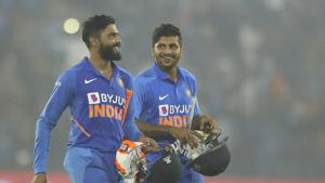 India's Ravindra Jadeja, left, and Shardul Thakur, leave the field after their win in the third one-day international cricket match against West Indies in Cuttack, India, Sunday, Dec. 22, 2019.(AP) India's Ravindra Jadeja, left, and Shardul Thakur, leave the field after their win in the third one-day international cricket match against West Indies in Cuttack, India, Sunday, Dec. 22, 2019.(AP)