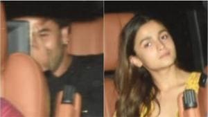 Ranbir Kapoor and Alia Bhatt seen outside Rani Mukerji’s home on Monday night.(Varinder Chawla) Ranbir Kapoor and Alia Bhatt seen outside Rani Mukerji’s home on Monday night.(Varinder Chawla)