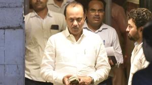 Ajit Pawar leaves his resident at Churchgate in Mumbai.(Kunal Patil/HT Photo) Ajit Pawar leaves his resident at Churchgate in Mumbai.(Kunal Patil/HT Photo)