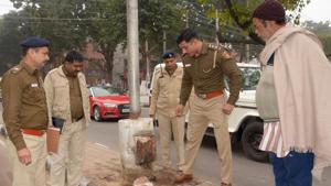 Police at the accident spot in Sector 34, Chandigarh. Police at the accident spot in Sector 34, Chandigarh.