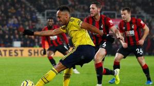 Arsenal's Pierre-Emerick Aubameyang in action.(REUTERS) Arsenal's Pierre-Emerick Aubameyang in action.(REUTERS)