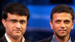 A file photo of Sourav Ganguly (L) and Rahul Dravid.(PTI) A file photo of Sourav Ganguly (L) and Rahul Dravid.(PTI)