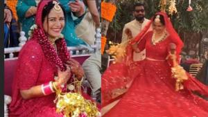 Mona Singh wore red for her wedding with investment banker, Shyam. Mona Singh wore red for her wedding with investment banker, Shyam.