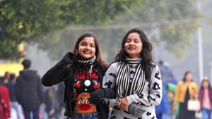 Girls taking a stroll at Sukhna Lake in Chandigarh on Thursday. The IMD has predicted dense to very dense fog with visibility as low as 50 metres on isolated stretches of city roads(RAVI KUMAR/HT) Girls taking a stroll at Sukhna Lake in Chandigarh on Thursday. The IMD has predicted dense to very dense fog with visibility as low as 50 metres on isolated stretches of city roads(RAVI KUMAR/HT)