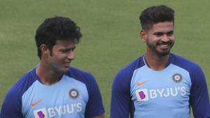File image of India cricketers Shivam Dube and Shreyas Iyer (R).(AP) File image of India cricketers Shivam Dube and Shreyas Iyer (R).(AP)