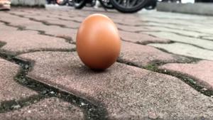 An egg is seen on the ground in Kuala Lumpur, Malaysia on December 26, 2019 in this screen grab obtained from a social media video.(HAKEEM MAAROF via REUTERS) An egg is seen on the ground in Kuala Lumpur, Malaysia on December 26, 2019 in this screen grab obtained from a social media video.(HAKEEM MAAROF via REUTERS)