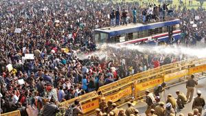 Police use water cannons to disperse demonstrators at protests against the gang-rape and murder of a 23-year-old woman in Delhi on December 16, 2012(HT photos/S Saxena) Police use water cannons to disperse demonstrators at protests against the gang-rape and murder of a 23-year-old woman in Delhi on December 16, 2012(HT photos/S Saxena)
