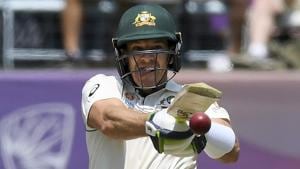 Australia's Tim Paine bats against New Zealand during play.(AP) Australia's Tim Paine bats against New Zealand during play.(AP)
