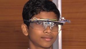 Priyabrata Sahoo, a class 8 student at the Prahallad Chandra Brahmachari High School at Adanga in Purushottampur in Jajpur district of Odisha has come up with the prototype of guiding sensor glasses for visually impaired people.(HT PHOTO.) Priyabrata Sahoo, a class 8 student at the Prahallad Chandra Brahmachari High School at Adanga in Purushottampur in Jajpur district of Odisha has come up with the prototype of guiding sensor glasses for visually impaired people.(HT PHOTO.)