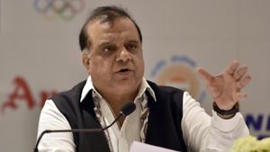 Indian Olympic Association President Narinder Batra during a press conference.(Hindustan Times via Getty Images) Indian Olympic Association President Narinder Batra during a press conference.(Hindustan Times via Getty Images)