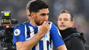 Brighton & Hove Albion's Alireza Jahanbakhsh celebrates after the match.(REUTERS) Brighton & Hove Albion's Alireza Jahanbakhsh celebrates after the match.(REUTERS)