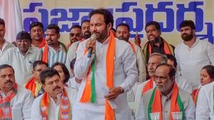Union Minister of State for Home Affairs G Kishan Reddy addresses a rally in support of CAA in Hyderabad on Monday.(PTI Photo) Union Minister of State for Home Affairs G Kishan Reddy addresses a rally in support of CAA in Hyderabad on Monday.(PTI Photo)