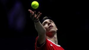 Canada's Denis Shapovalov serves to Spain's Rafael Nadal.(AP) Canada's Denis Shapovalov serves to Spain's Rafael Nadal.(AP)