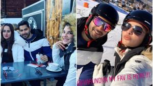 Jacqueline Fernandez is chilling with Varun Dhawan and Natasha Dalal in Switzerland. Jacqueline Fernandez is chilling with Varun Dhawan and Natasha Dalal in Switzerland.