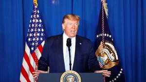 US President Donald Trump delivers remarks following the US Military airstrike against Iranian General Qassem Soleimani in Baghdad, Iraq, in West Palm Beach, Florida, US, January 3, 2020.(REUTERS) US President Donald Trump delivers remarks following the US Military airstrike against Iranian General Qassem Soleimani in Baghdad, Iraq, in West Palm Beach, Florida, US, January 3, 2020.(REUTERS)