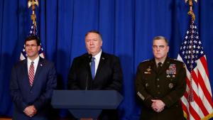 U.S. Secretary of State Mike Pompeo speaks about airstrikes by the U.S. military in Iraq and Syria, at the Mar-a-Lago resort in Palm Beach, Florida, U.S.(REUTERS) U.S. Secretary of State Mike Pompeo speaks about airstrikes by the U.S. military in Iraq and Syria, at the Mar-a-Lago resort in Palm Beach, Florida, U.S.(REUTERS)