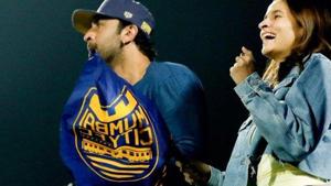 Alia Bhatt joins Ranbir Kapoor as they watch a football game in Mumbai. Alia Bhatt joins Ranbir Kapoor as they watch a football game in Mumbai.