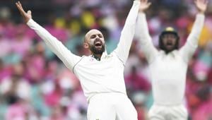 Australia's Nathan Lyon appeals unsuccessfully for a LBW decision.(AP) Australia's Nathan Lyon appeals unsuccessfully for a LBW decision.(AP)