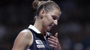 Karolina Pliskova of the Czech Republic plays against Ashleigh Barty of Australia.(AP)