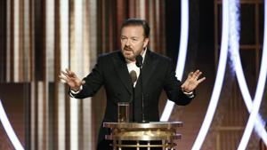 Ricky Gervais speaking at the 77th Annual Golden Globe Awards.(AP) Ricky Gervais speaking at the 77th Annual Golden Globe Awards.(AP)