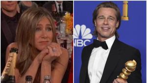 Golden Globes 2020: Netizens could not stop gushing over Jennifer Aniston’s reaction to Brad Pitt’s acceptance speech.(Twitter/AP) Golden Globes 2020: Netizens could not stop gushing over Jennifer Aniston’s reaction to Brad Pitt’s acceptance speech.(Twitter/AP)