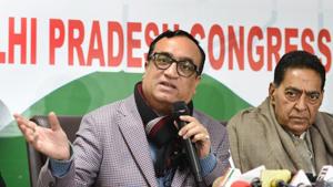 Congress leader Ajay Maken speaks to media during a press conference at DPCC, in New Delhi on Sunday, January 5, 2020.(HT PHOTO)