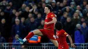 Liverpool's Curtis Jones celebrates scoring their first goal(Action Images via Reuters) Liverpool's Curtis Jones celebrates scoring their first goal(Action Images via Reuters)