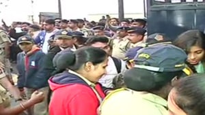 Activists being bundled into police vans to steer them away from the Gateway of India in Mumbai on Jan 7, 2020. (ANI photo) Activists being bundled into police vans to steer them away from the Gateway of India in Mumbai on Jan 7, 2020. (ANI photo)