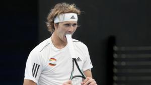 Alexander Zverev reacts during his singles match against Denis Shapovalov.(REUTERS) Alexander Zverev reacts during his singles match against Denis Shapovalov.(REUTERS)