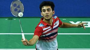 Lakshya Sen of India competes against Li Shifeng of China.(Getty Images) Lakshya Sen of India competes against Li Shifeng of China.(Getty Images)