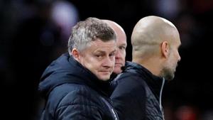 Manchester United manager Ole Gunnar Solskjaer with Manchester City manager Pep Guardiola(REUTERS) Manchester United manager Ole Gunnar Solskjaer with Manchester City manager Pep Guardiola(REUTERS)